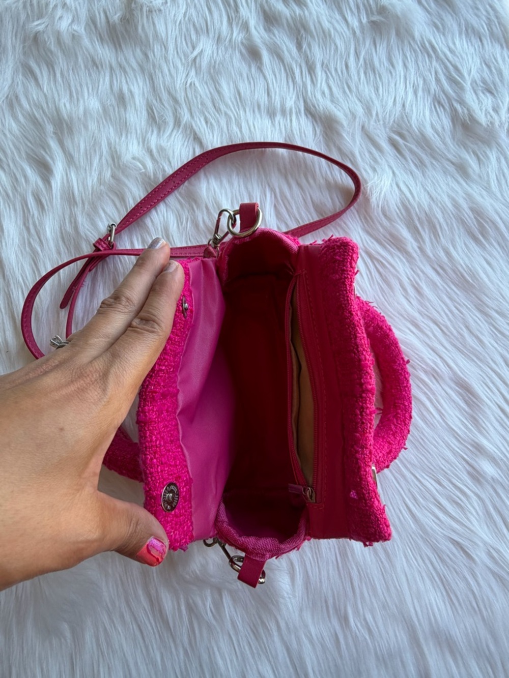 Barbie Hot Pink Bouclé Mini Bag - Picture 9 of 11